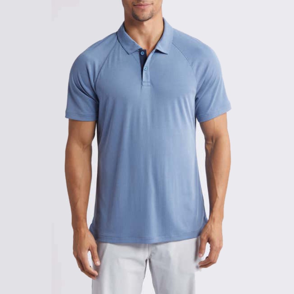 Cornflower Blue Zella Ace Piqué Performance Golf Polo